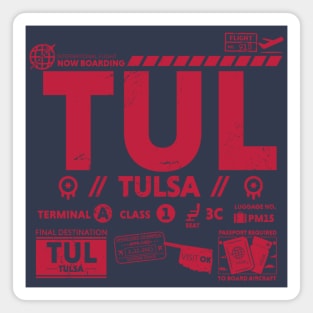 Vintage Tulsa TUL Airport Code Travel Day Retro Travel Tag Oklahoma Magnet